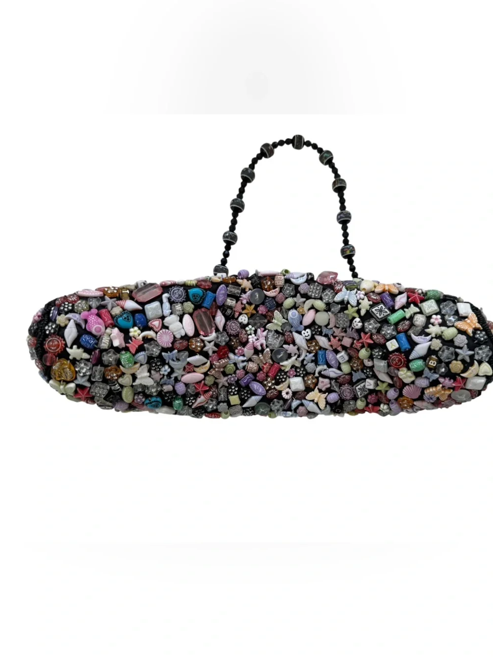Vintage Y2K Far Nine Multi Colored Beaded Handbag Clutch Whimsical EUC